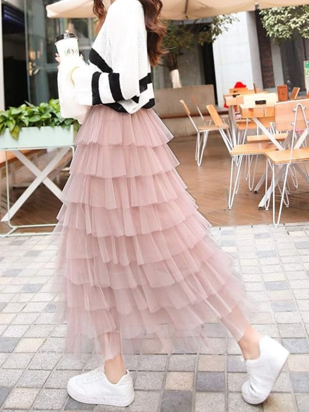 BACK IN STOCK Women Sweet Elastic Waistβ Tulle Layered Ruffles Long Tiered Skirt